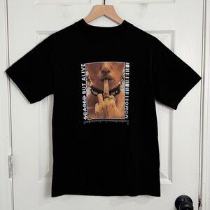 Sixelar Graphic Tee Womens Small Black Scared but Alive LA Beverly Hills‎ Y2K